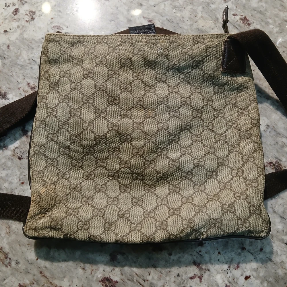 Floral Embroidered Gucci Canvas Crossbody Bag - Brown/Tan - Picture 3 of 16